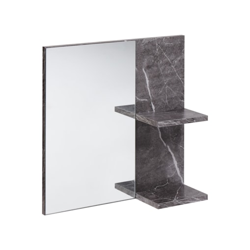 Półka łazienkowa wisząca z lustrem efekt marmuru czarna PELOTAS
