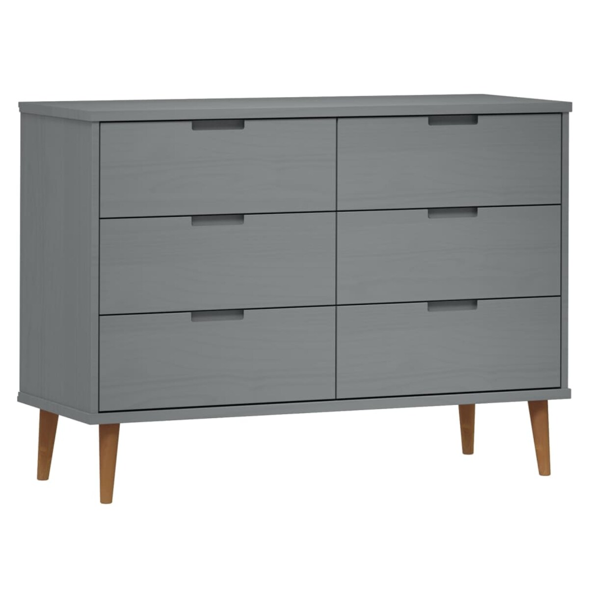 vidaXL Komoda MOLDE, szara, 113x40x80 cm, lite drewno sosnowe