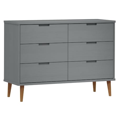 vidaXL Komoda MOLDE, szara, 113x40x80 cm, lite drewno sosnowe