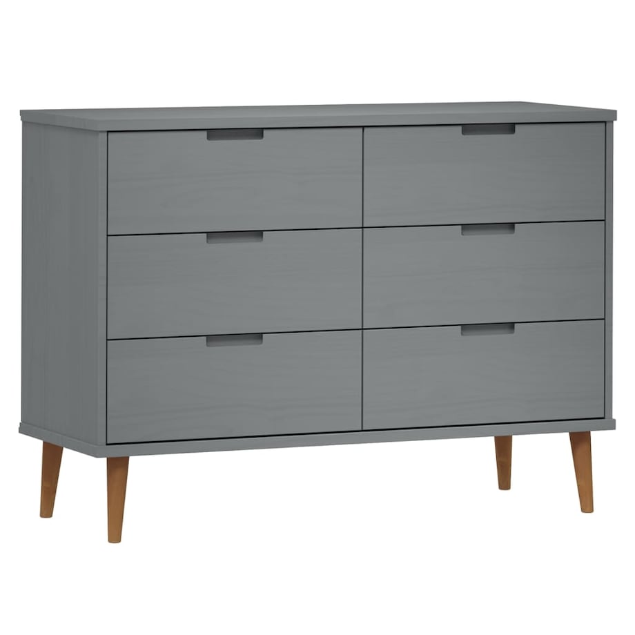 vidaXL Komoda MOLDE, szara, 113x40x80 cm, lite drewno sosnowe