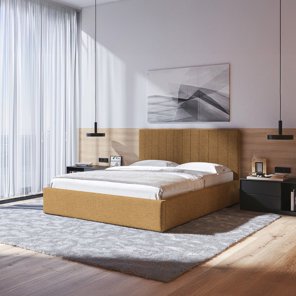 Mesonica Łóżko Bufo, pasy miodowe 160x200