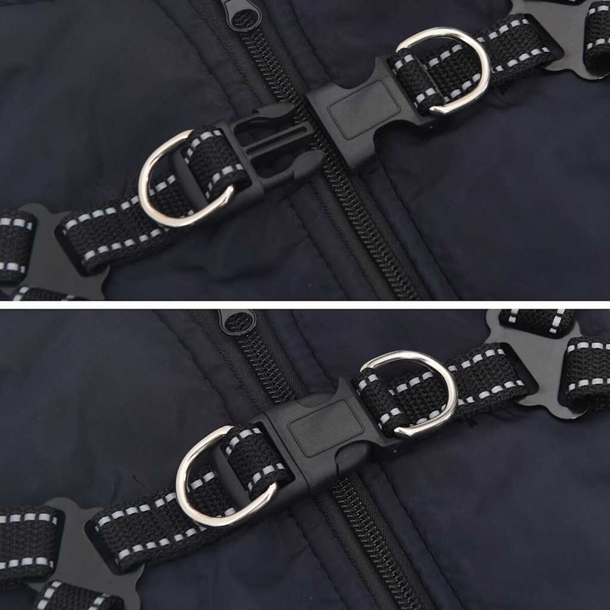 vidaXL Płaszcz dla psa z szelkami, wodoodporny, granatowy, L32