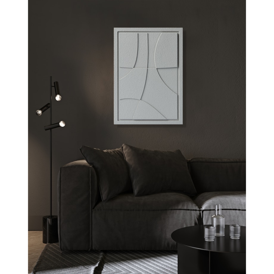 Obraz 3D 50x70cm Abstract III – Dekoracja Ścienna z Tynku Naturalnego, Milky Grey Minimalistyczny Relief