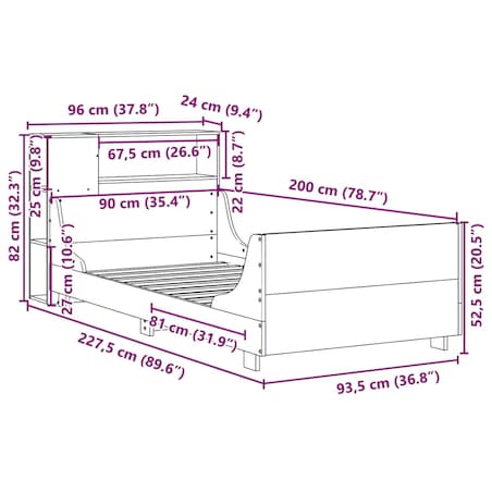 vidaXL Rama łóżka bez materaca, 90x200 cm, lite drewno sosnowe