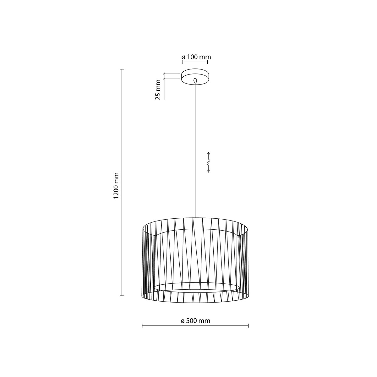 Lampa wisząca TK Lighting Harmony Nature 4557, 3xE27, juta, czarno-brązowa, śr. 50 cm, regulowana wysokość 120 cm