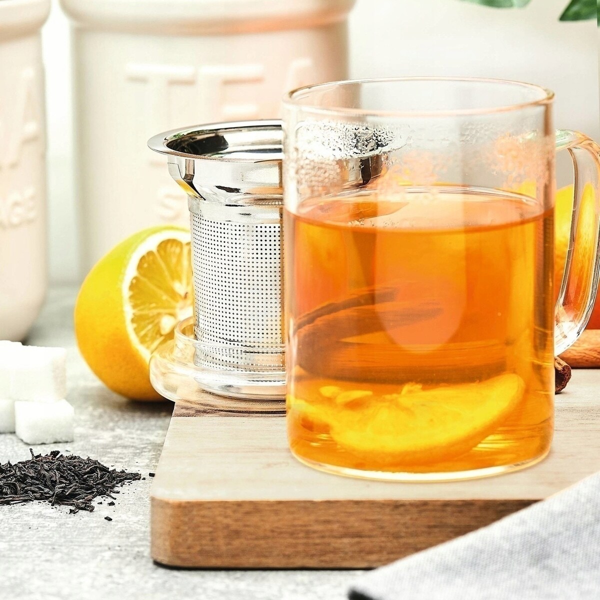 Kubek SZKLANKA z sitko zaparzaczem nierdzewnym 350 ml na herbatę zioła