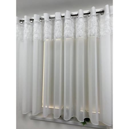 firana "rosalia" top róże 3d wyszywane biały | 400x140 przelotki