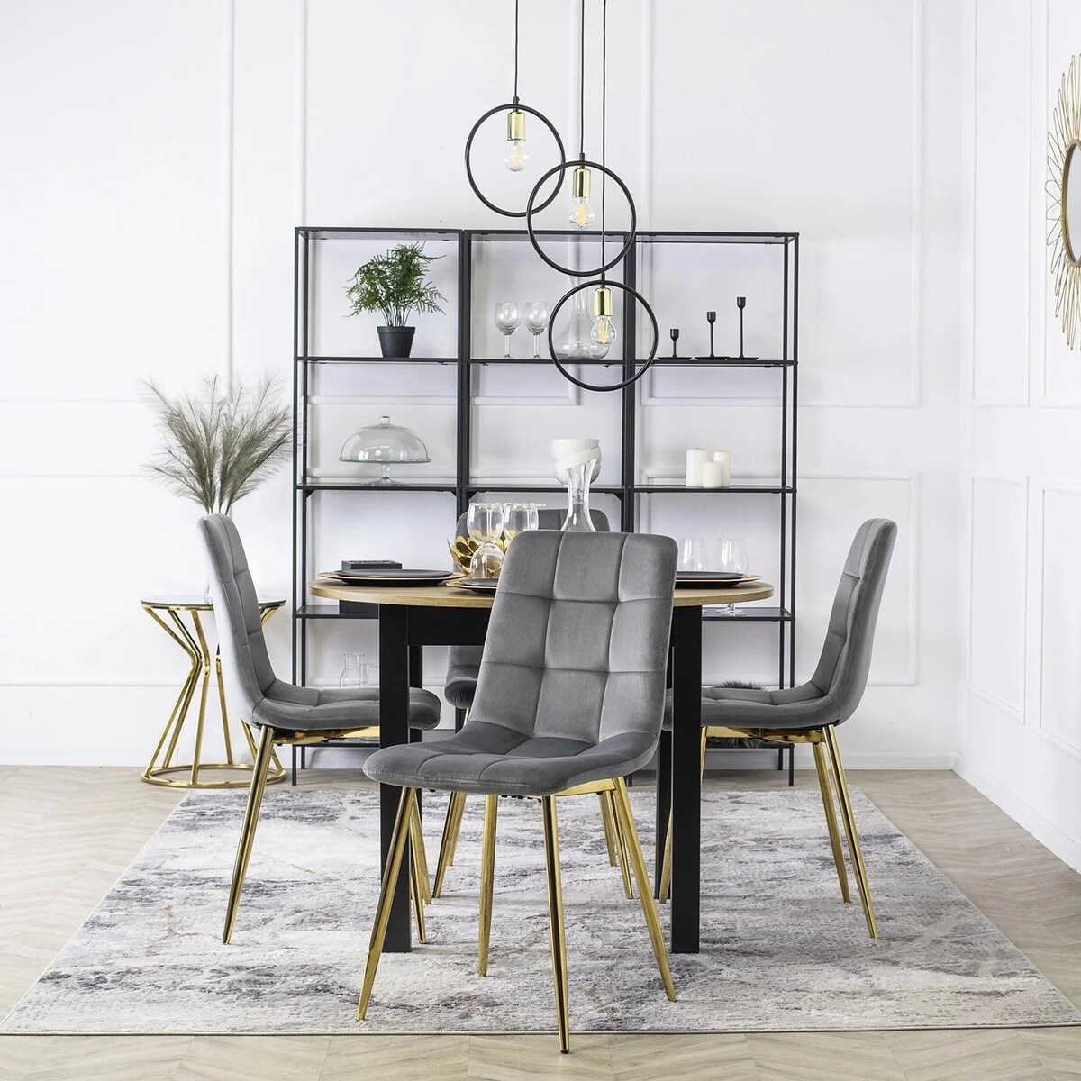 Krzesło Tapicerowane do Salonu YORK Szare Welurowe Nowoczesne Loft