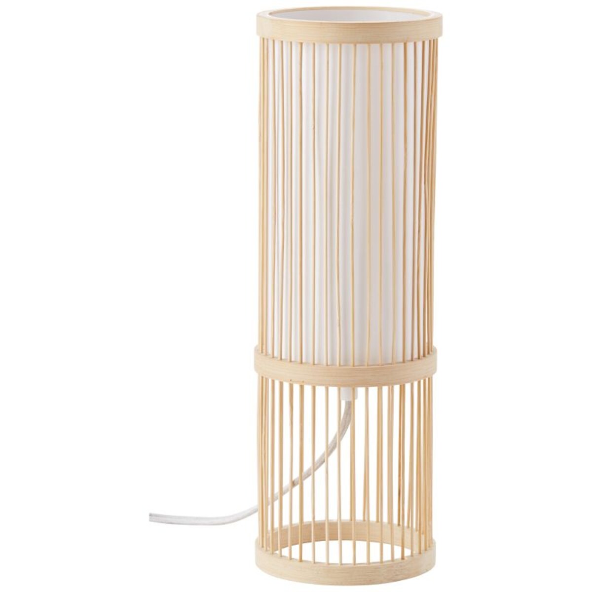Stołowa lampa tuba Nori 92769/09 Brilliant bambusowa boho biała beż