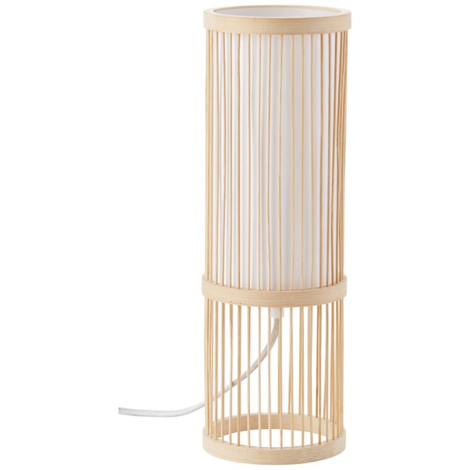 Stołowa lampa tuba Nori 92769/09 Brilliant bambusowa boho biała beż