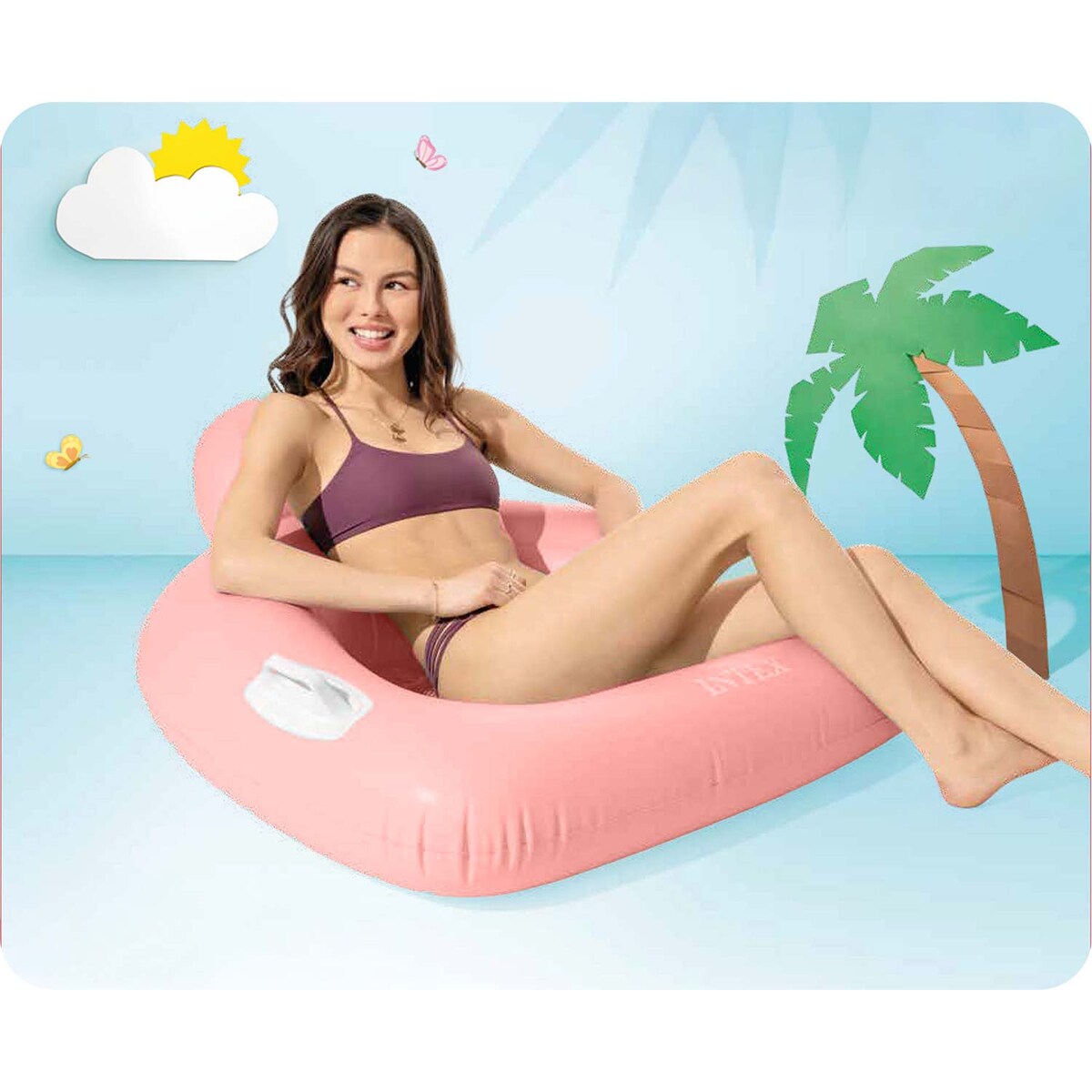 Fotel materac dmuchany Intex 56801 do pływania różowy Lounge plażowy