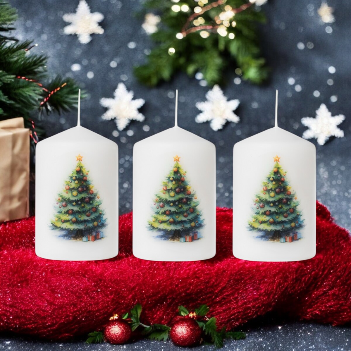 Zestaw świec świątecznych 3 szt. – Choinka, idealne na prezent