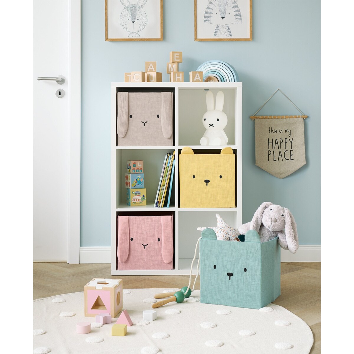 Pojemnik na zabawki 28x28x28 cm TAMAL miętowy