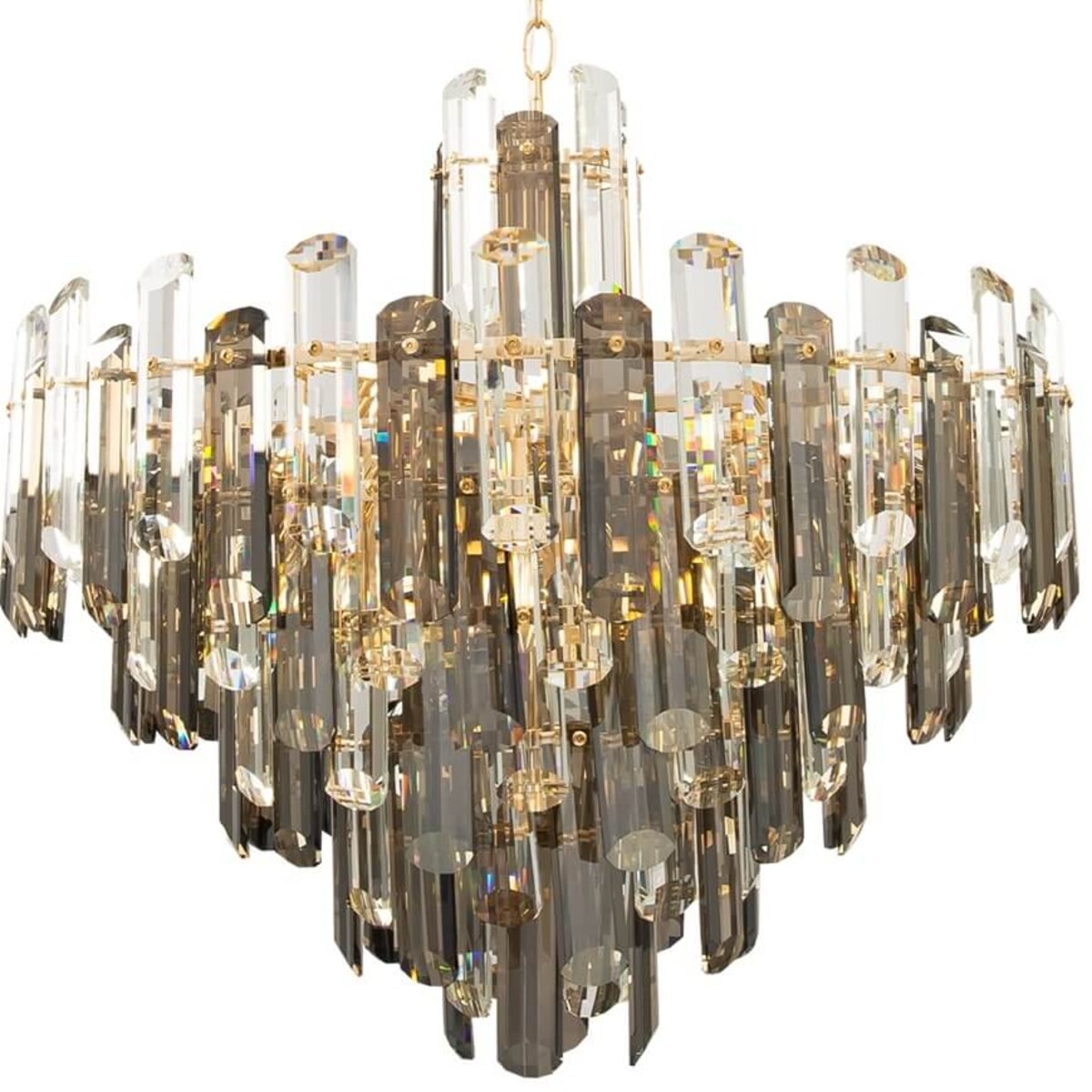 Kryształowy żyrandol wiszący Flare DIA200PL-08G na łańcuchu złoty