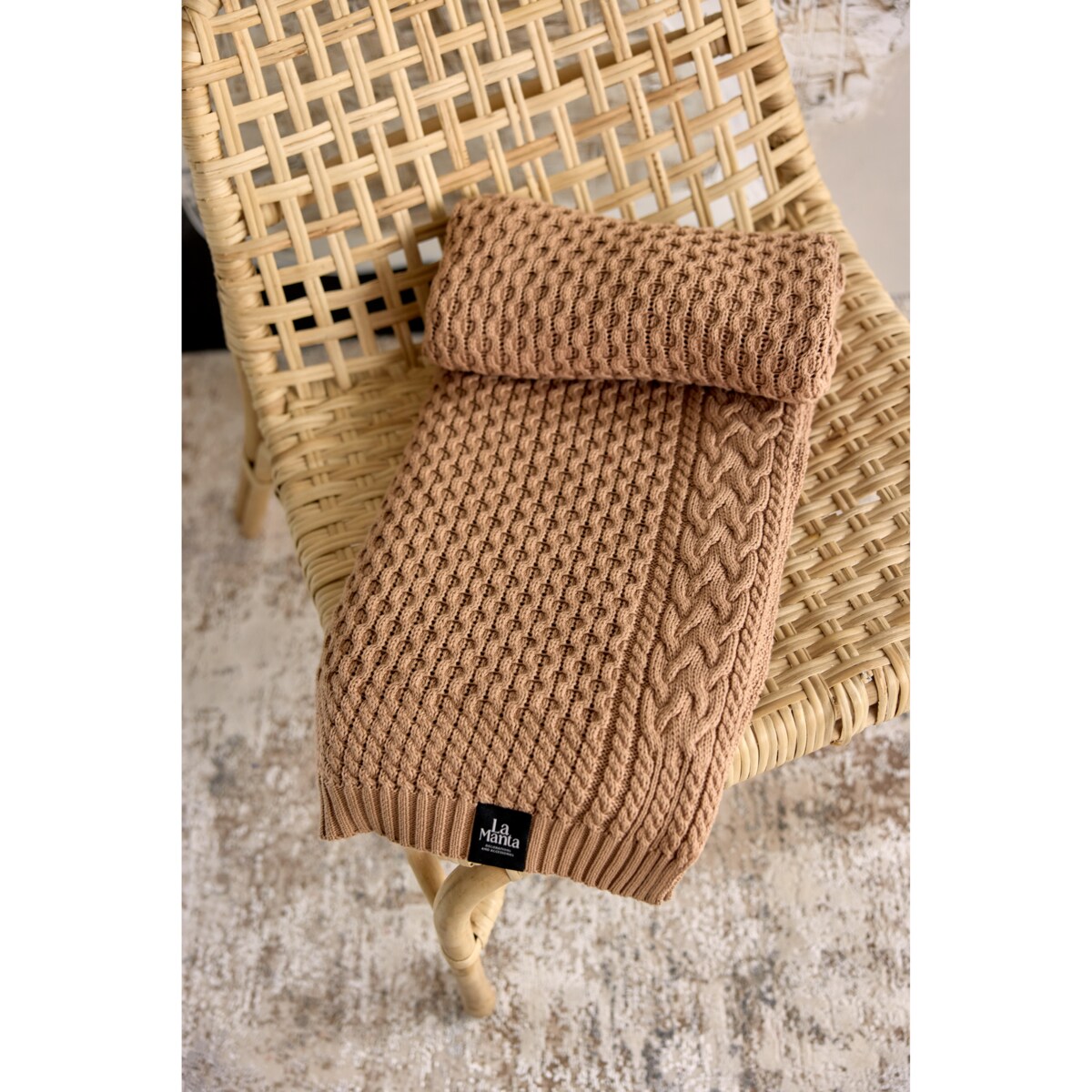 Pled ozdobny karmelowy, 130 x 160 cm, La Manta