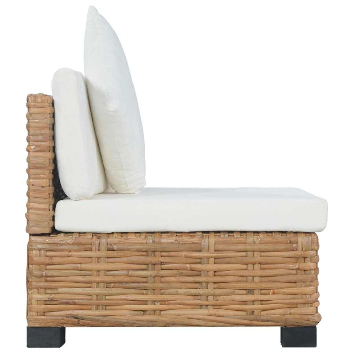 vidaXL Sofa bez podłokietników, z poduszkami, naturalny rattan