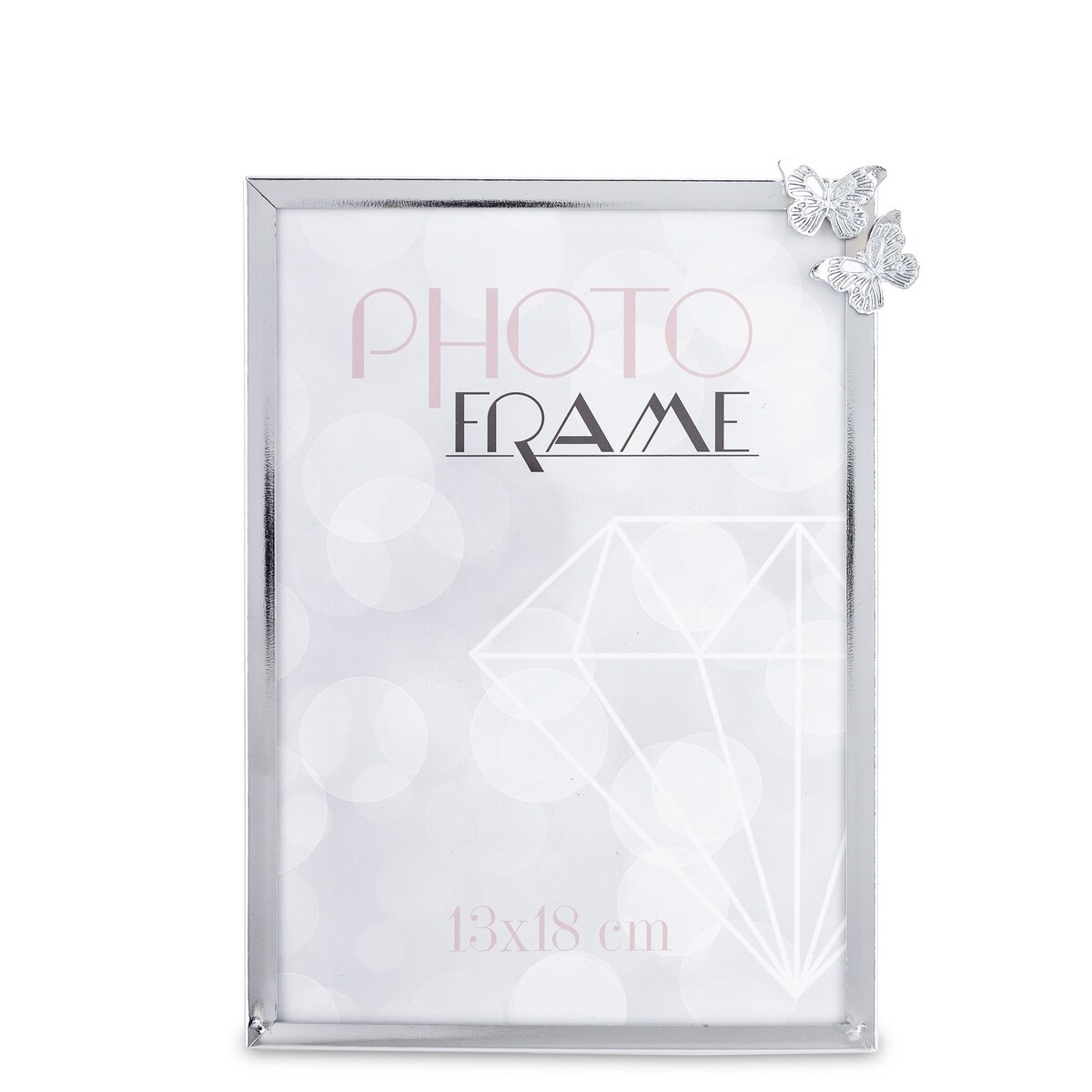 Ramka srebrna na zdjęcie 18,5x13,5x1,5-9 cm FREM i 2 motyle