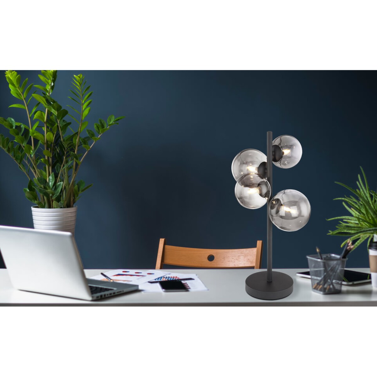 Biurkowa lampka Riha 56133-4T do gabinetu czarna grafitowa