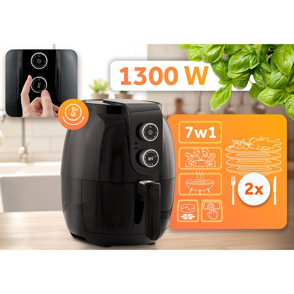 Frytkownica beztłuszczowa AIR FRYER mocna 3.6l Berdsen