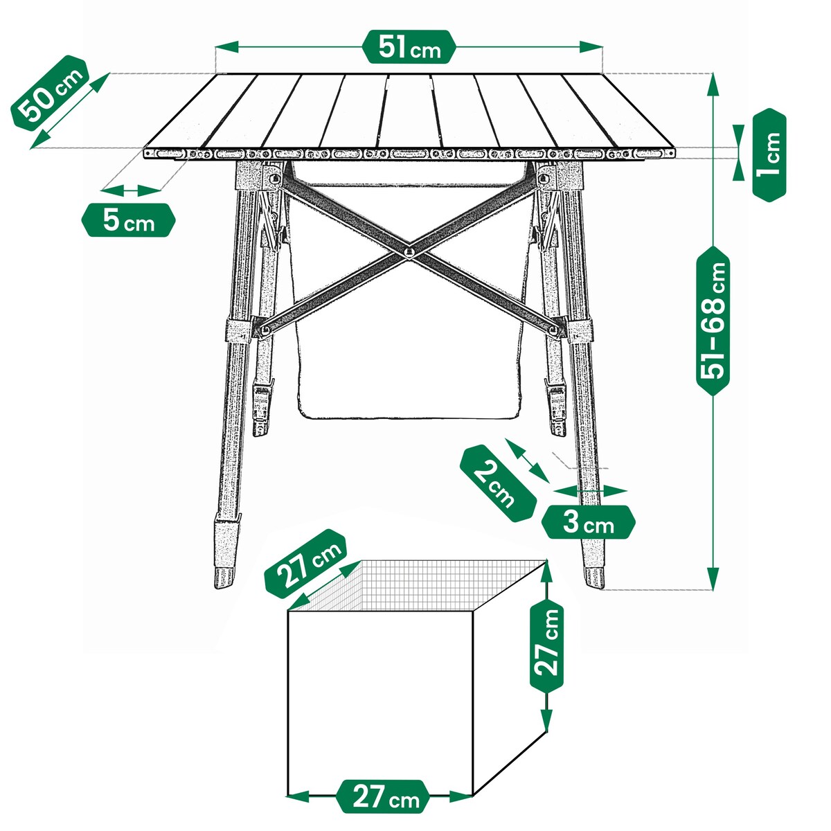 Turystyczny stolik JUMI składany kempingowy ogrodowy