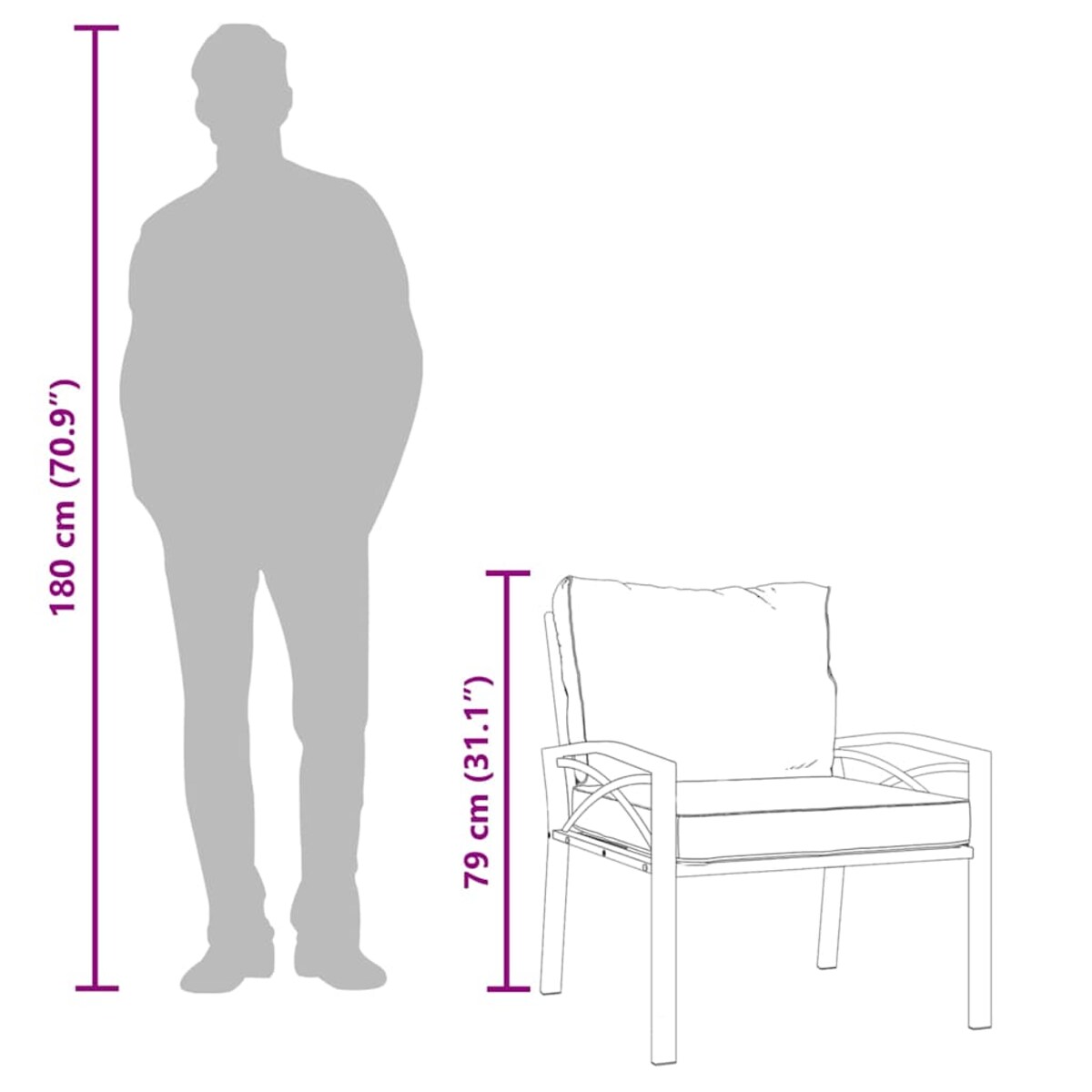 vidaXL Krzesła ogrodowe z piaskowymi poduszkami, 2 szt., 68x76x79 cm