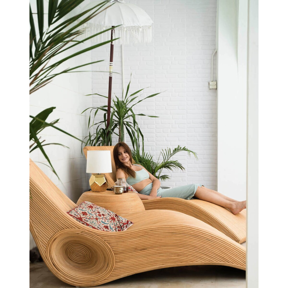 LEŻAK RATTANOWY TEGAL JASNY