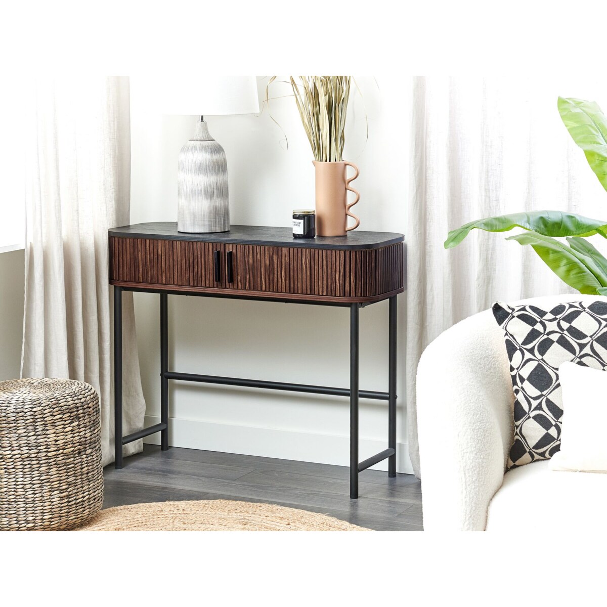 Konsola ciemne drewno z czarnym JOSE