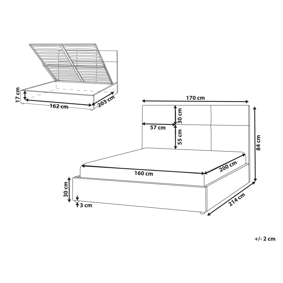 Łóżko z pojemnikiem LAGORD 160 x 200 cm Złamana biel