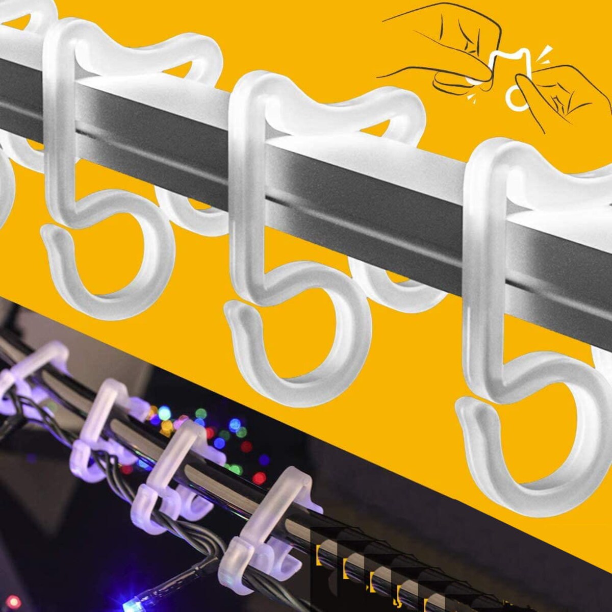 Zawieszka Uchwyty 24 x Hak Haczyk do Rynien Zawieszania Lampek Świątecznych