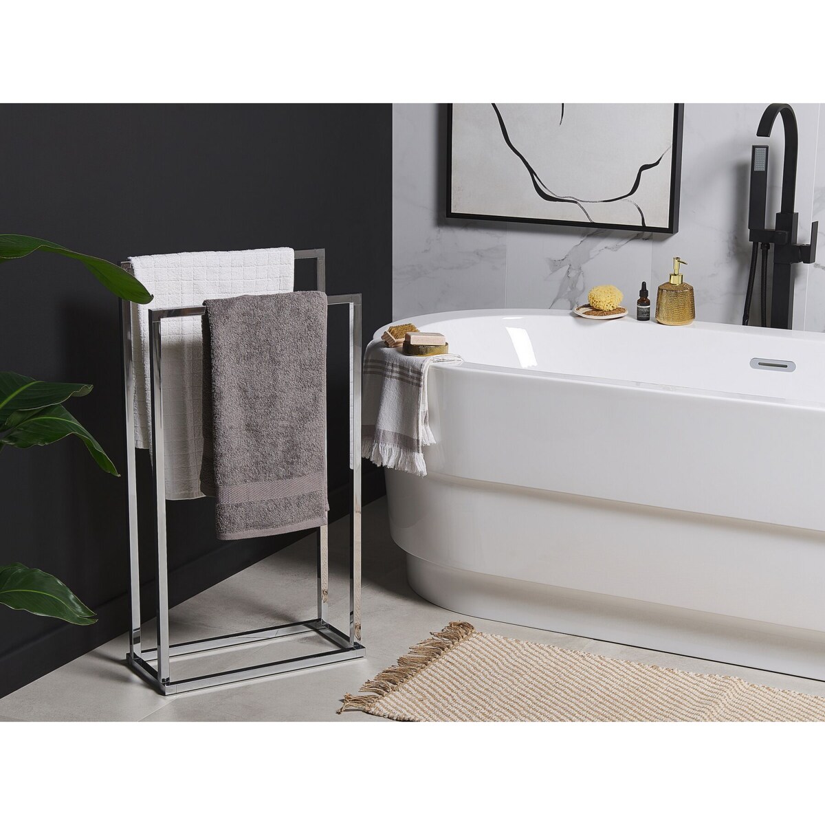 Stojak na ręczniki srebrny RECREO