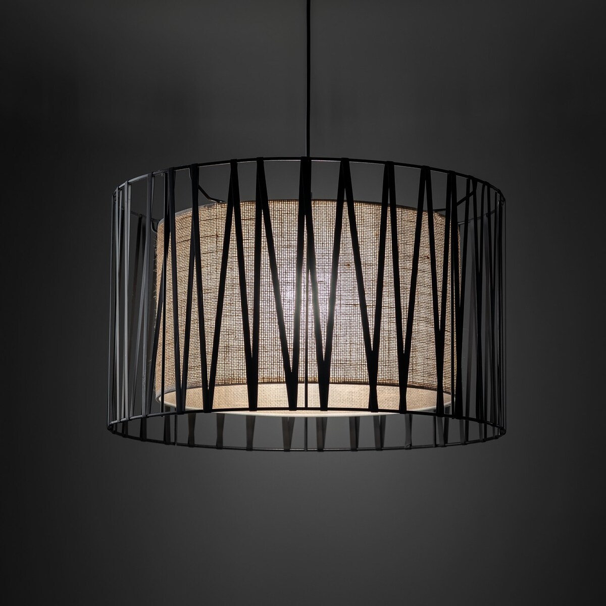 Lampa wisząca TK Lighting Harmony Nature 4557, 3xE27, juta, czarno-brązowa, śr. 50 cm, regulowana wysokość 120 cm