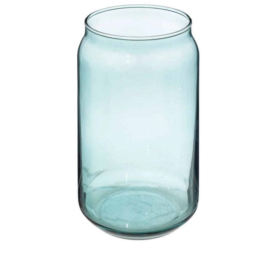 Szklanka szklana do napojów z rurką niebieska