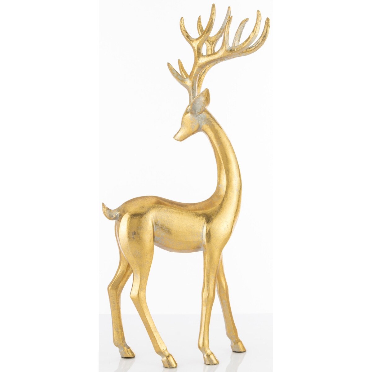 Dekoracja - stojący złoty renifer 37x19 cm