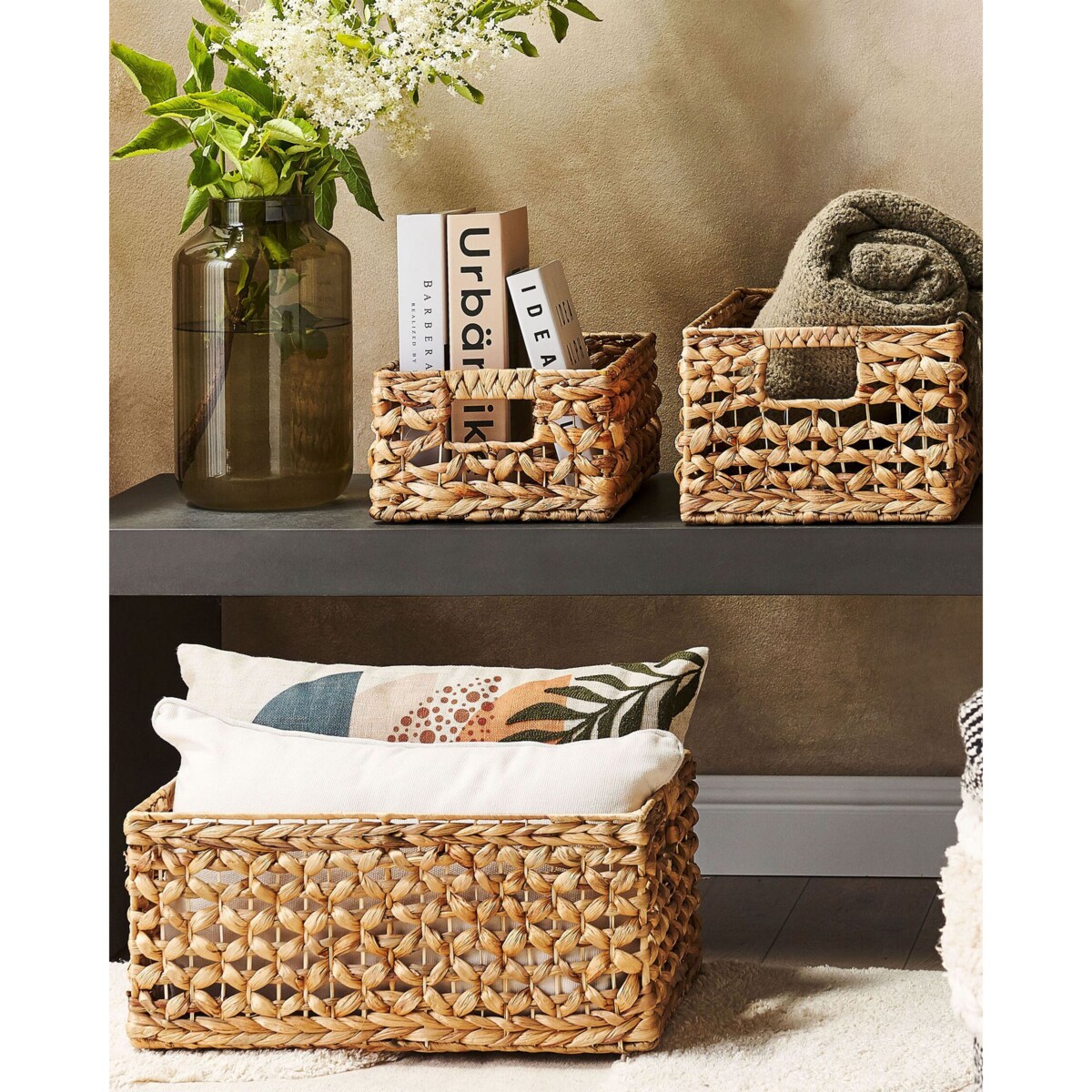 Zestaw 3 koszy z hiacyntu wodnego naturalny MINNOW