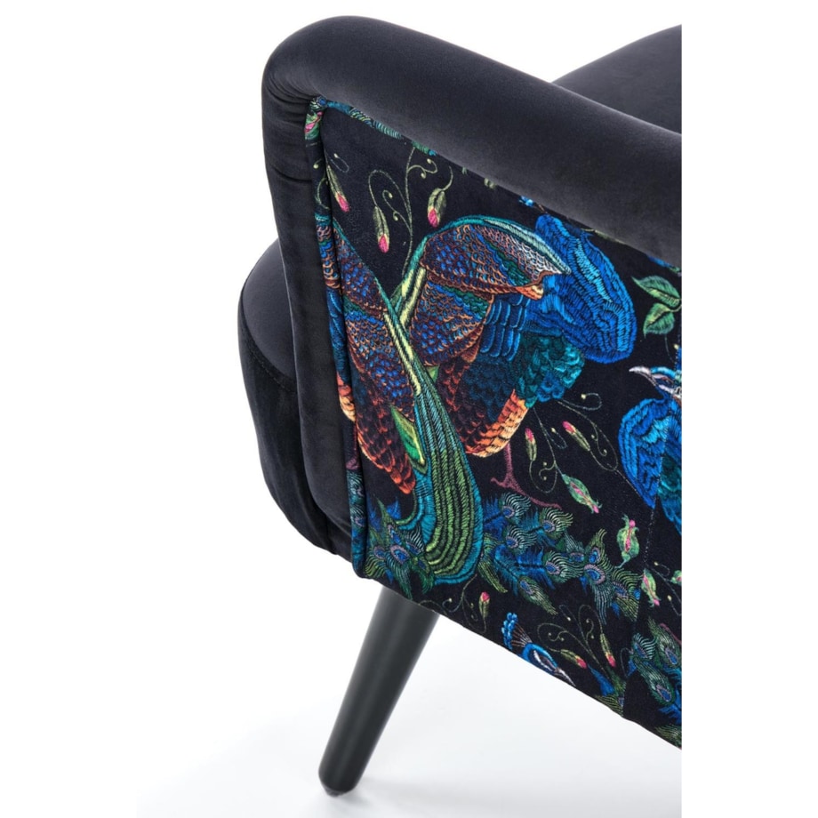 FOTEL WYPOCZYNKOWY Gredos czarny Z WZOREM PTAKA