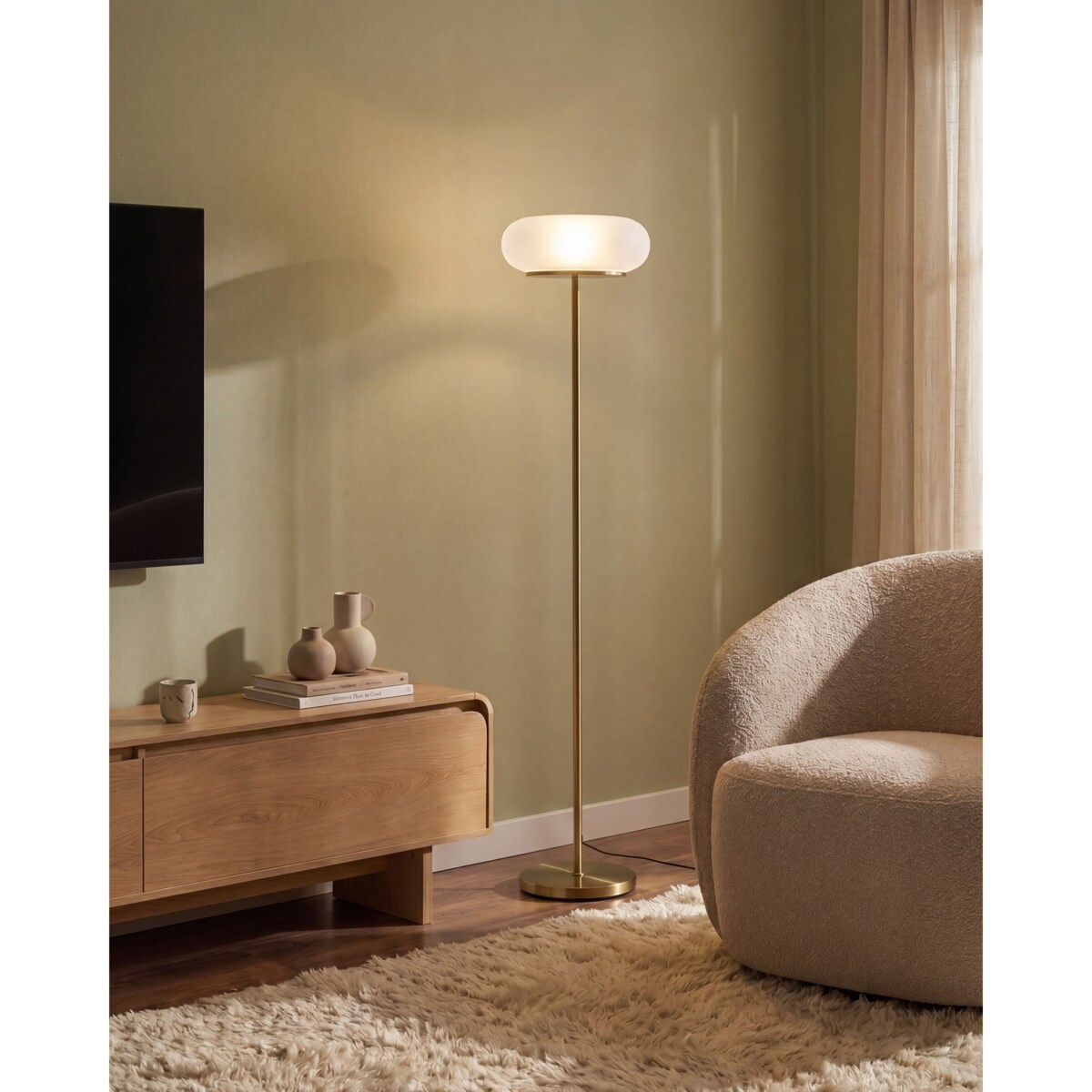 Lampa podłogowa LED NITH Ze ściemniaczem Szkło Biały