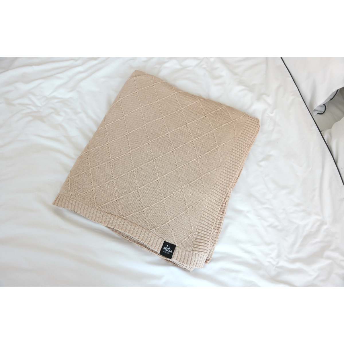 Narzuta romby beżowa, 220 x 240 cm, La Manta