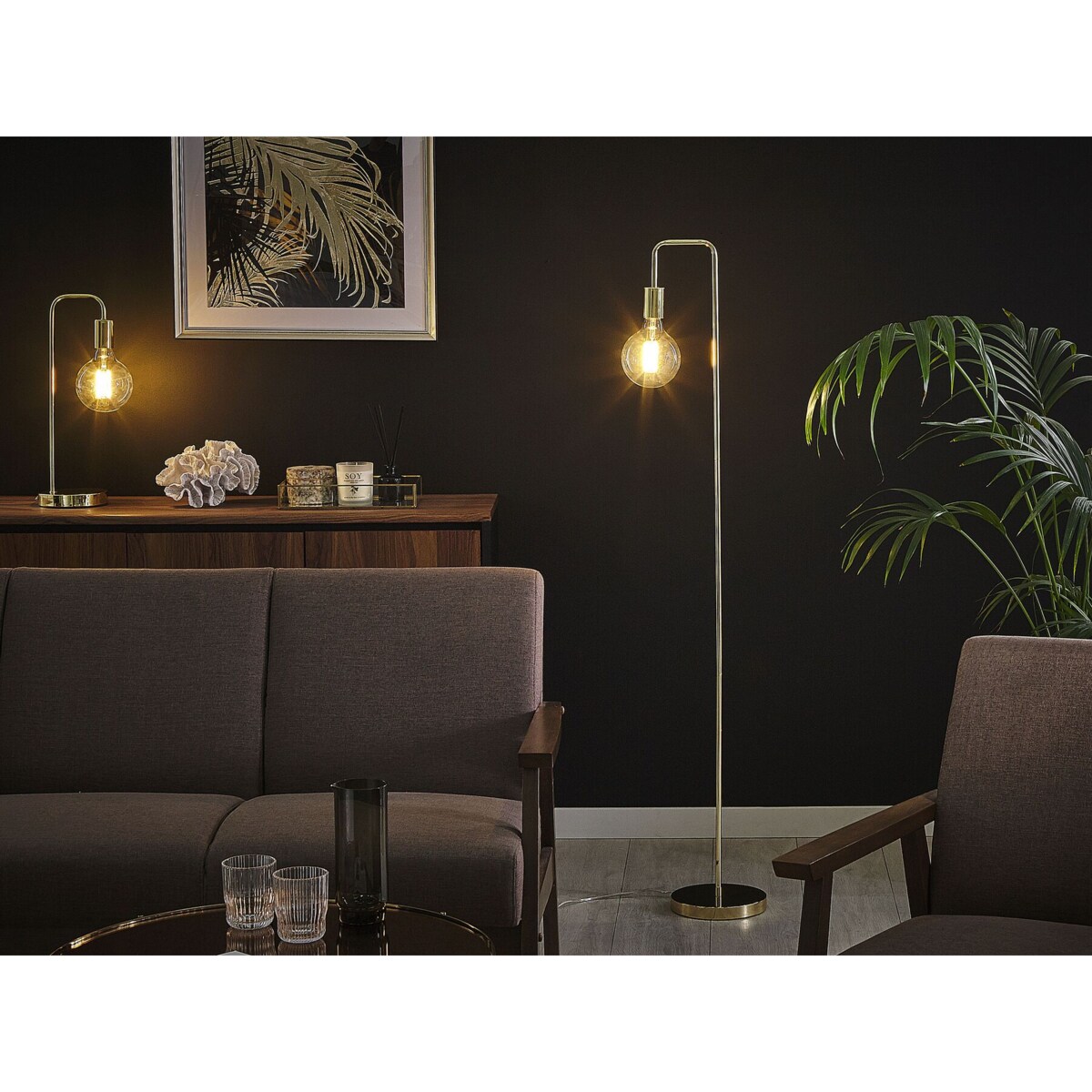 Lampa podłogowa metalowa złota SAVENA