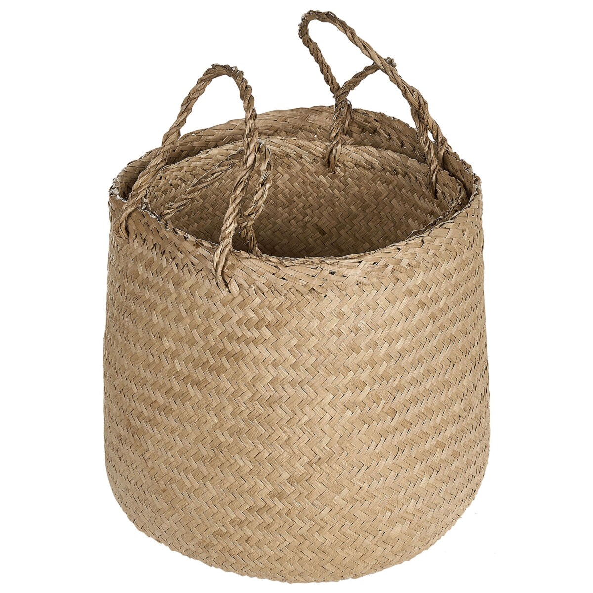 Zestaw 2 koszy z trawy morskiej jasny HALONG