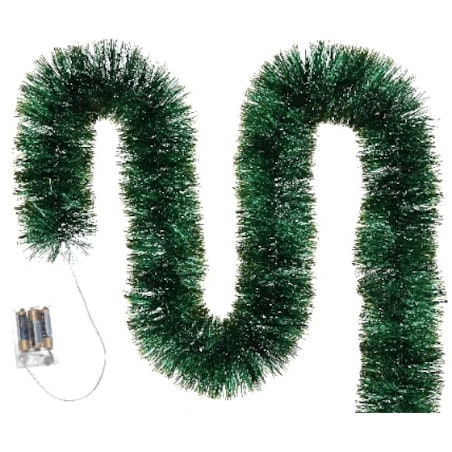 Łańcuch Led Choinkowy Zielony Na Baterie Świąteczny Na Choinkę 6 Metrów