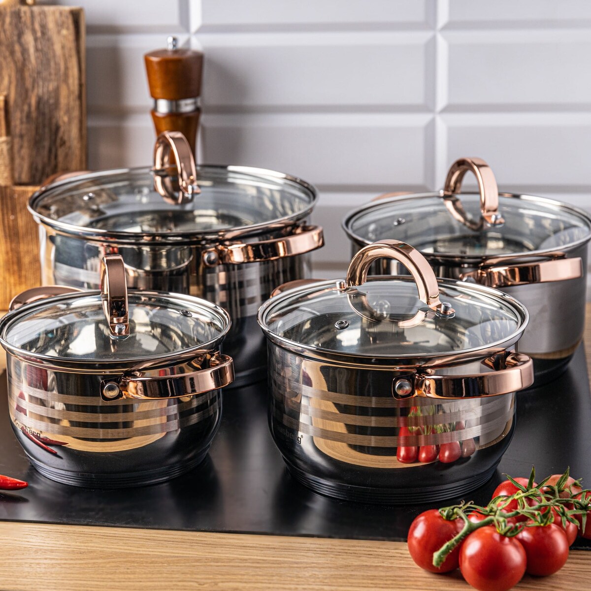 Zestaw garnków stalowych 8 ele. 2.1/2.9/3.9/6.6L KLAUSBERG