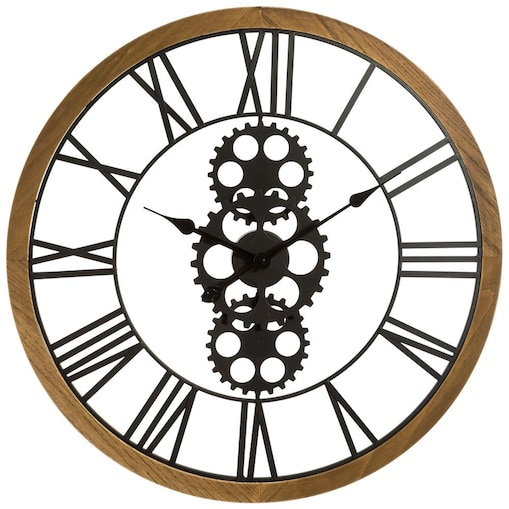 Zegar ścienny z widocznym mechanizmem, Ø 70 cm, drewniana oprawa