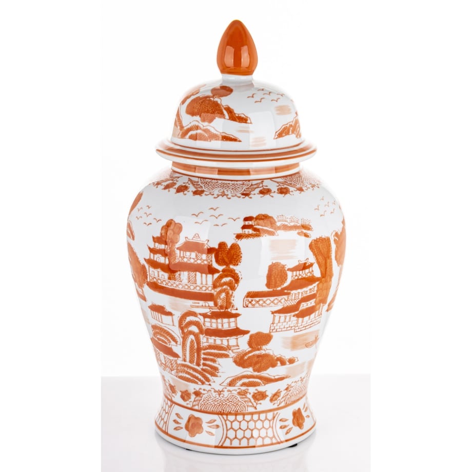 Amfora pojemnik z pokrywą 49x25 cm AMALA pomarańczowa