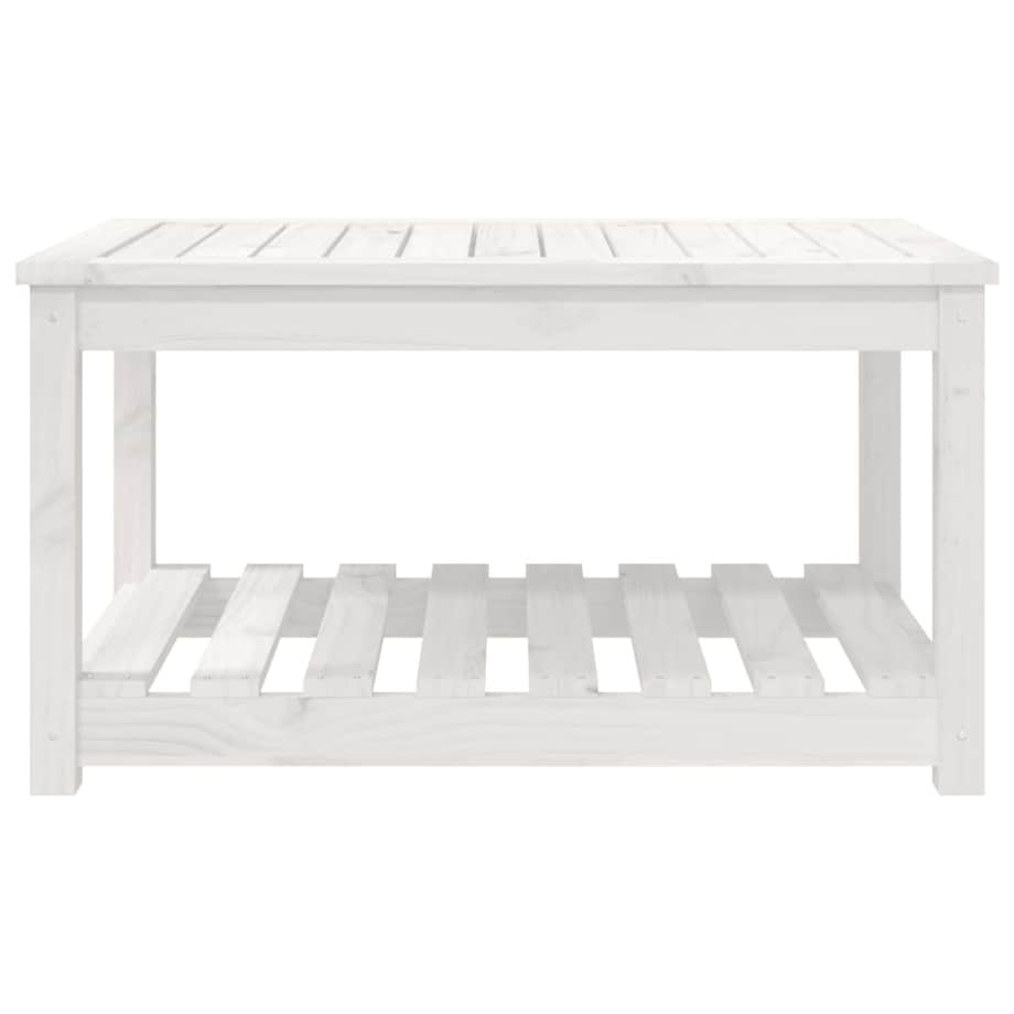 vidaXL Stolik ogrodowy, biały, 82,5x50,5x45 cm, lite drewno sosnowe