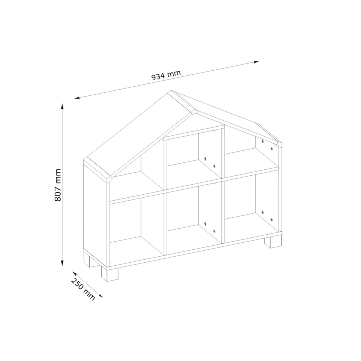 KONSIMO MIRUM Szary regał w kształcie domku dla chłopca