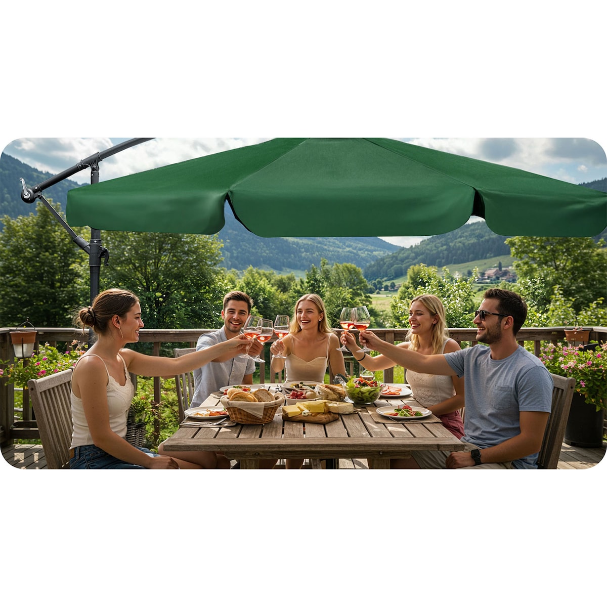 Parasol ogrodowy składany z wysięgnikiem pokrowiec 6 segmentów ø 350cm Plonos