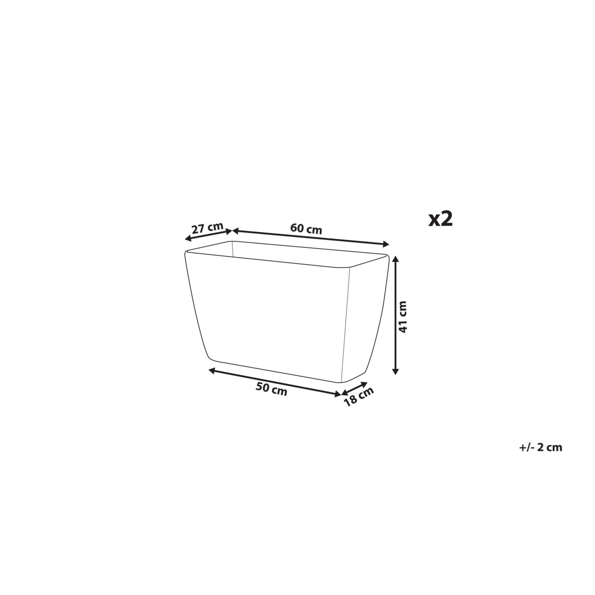 Zestaw 2 doniczek 60 x 27 x 41 cm biały BARIS