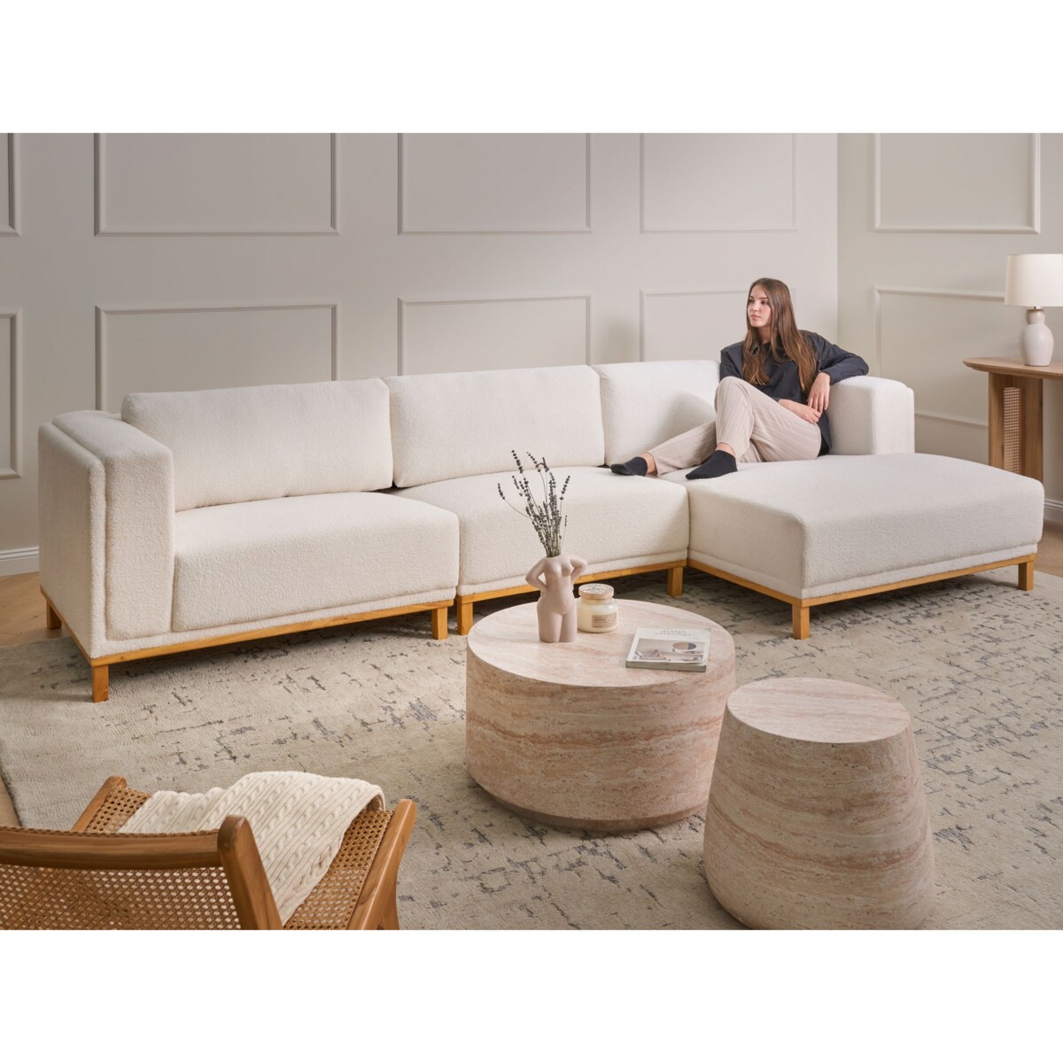 Narożnik dla 5 osób VENG Złamana biel Lewostronny