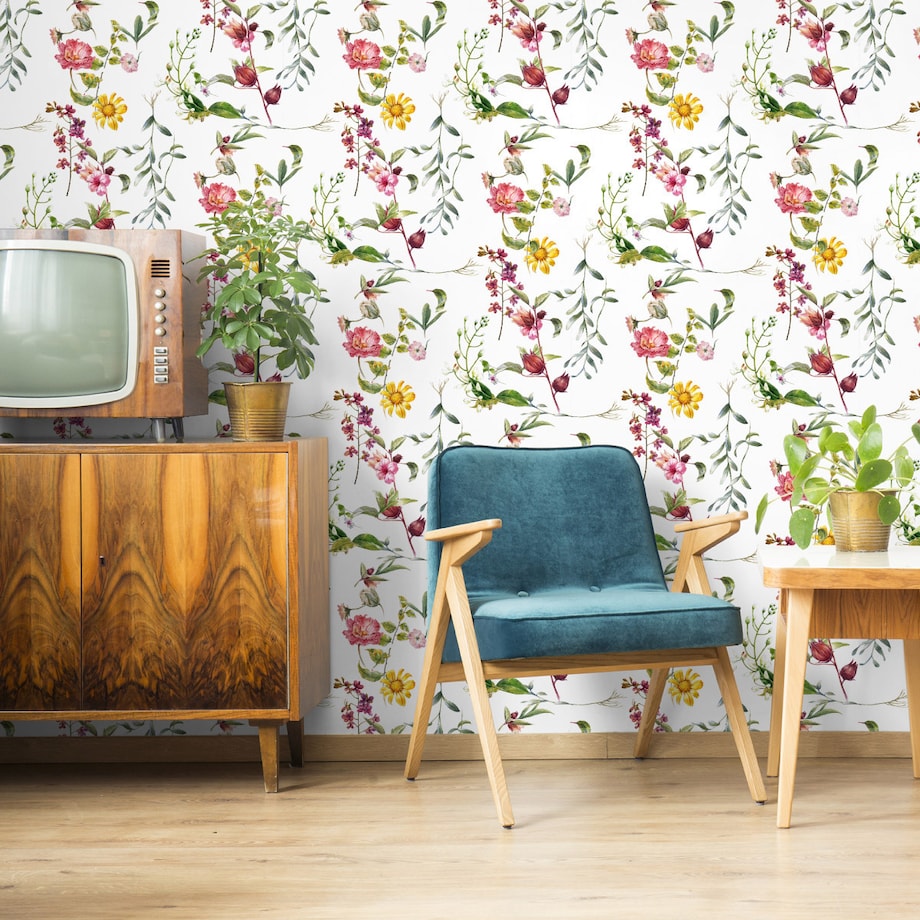 Tapeta w rolce do jadalni kwiaty polne natura rośliny