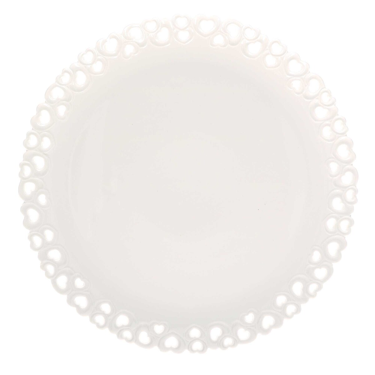Zdobiony talerz do ciasta Valentino - Biały, 34 cm